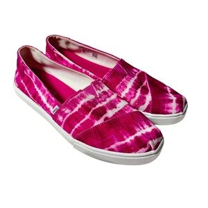 TOMS Tie-Dye Print Alpargata Flats Loafers Womens 9 UK 7 EU 40 Pink + White